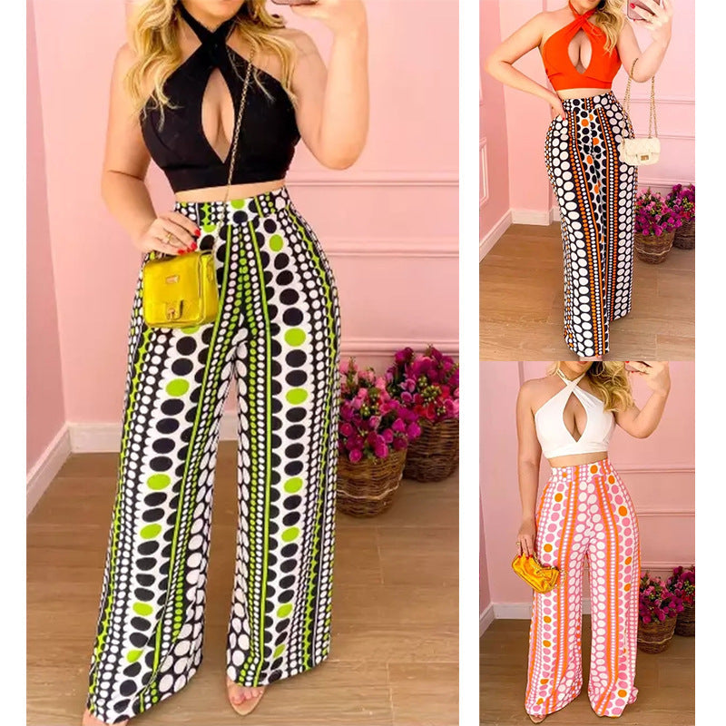 Sexy Summer Two Pieces Halter Tops and Pants-Suits-White-S-Free Shipping Leatheretro