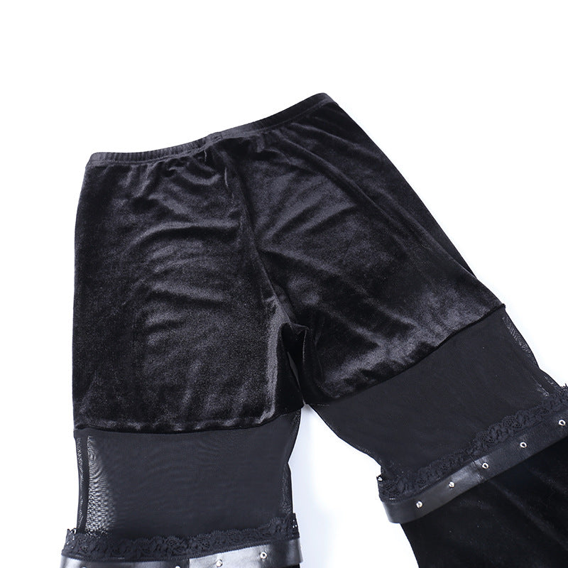 Sexy Black Net High Waist Trumpet Pants-Pants-Black-S-Free Shipping Leatheretro