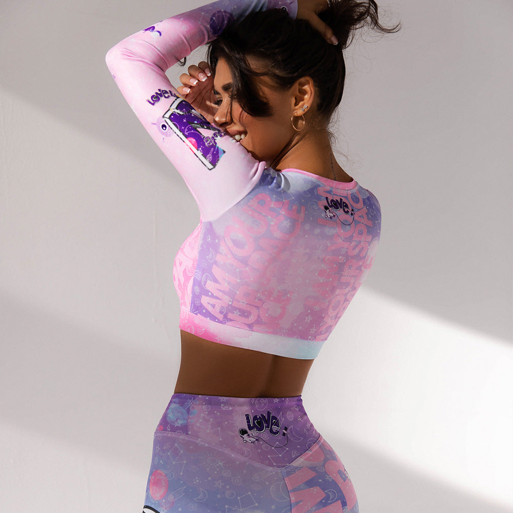 Sexy Unicorn Print Sports Suits-Activewear-Pink-S-Free Shipping Leatheretro