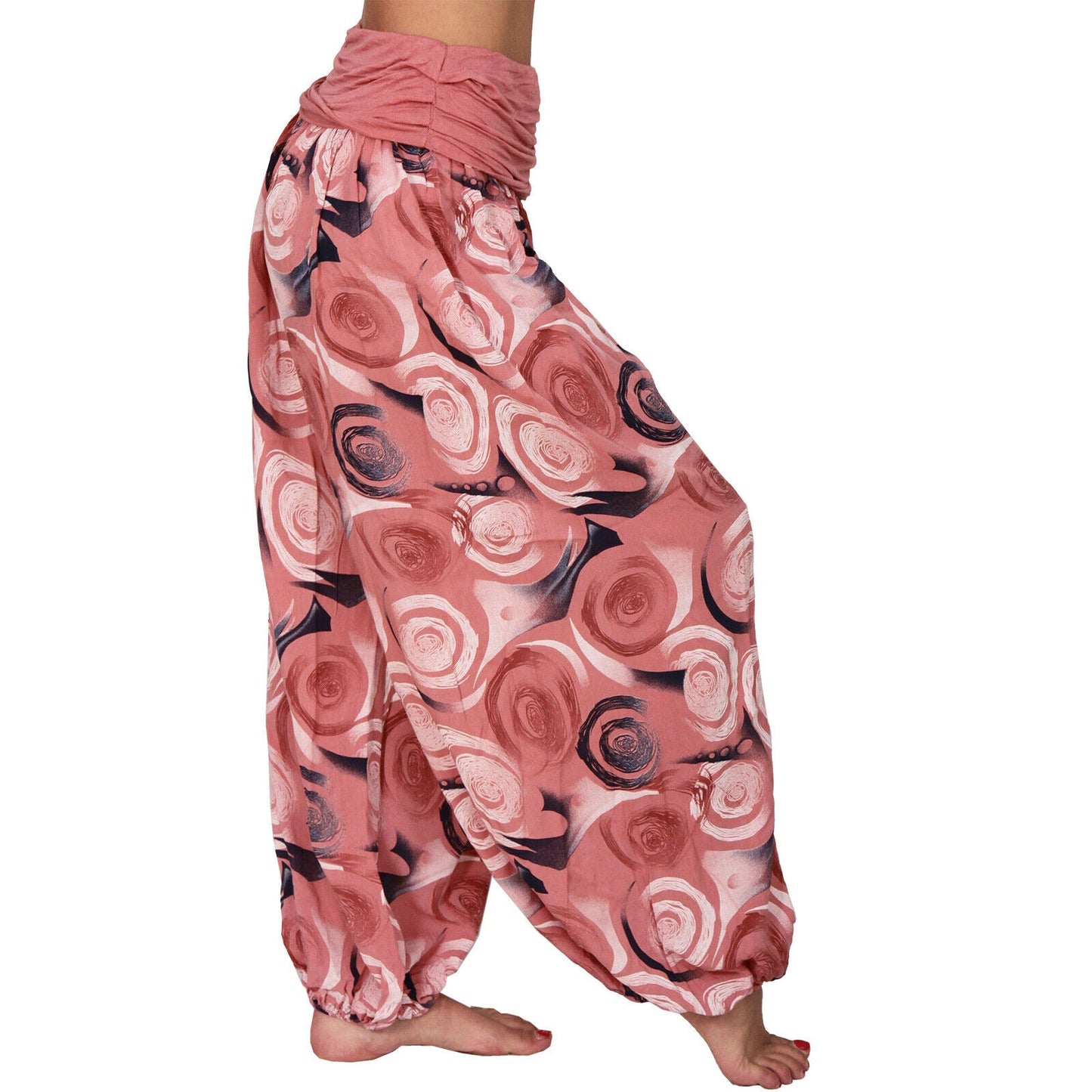 Casual Floral Print Women Harem Pants-Pants-Red-S-Free Shipping Leatheretro