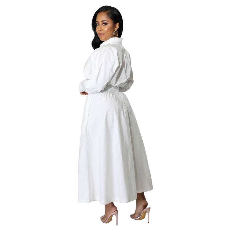 Casual Plus Sizes Shirts Dresses-Dresses-White-S-Free Shipping Leatheretro