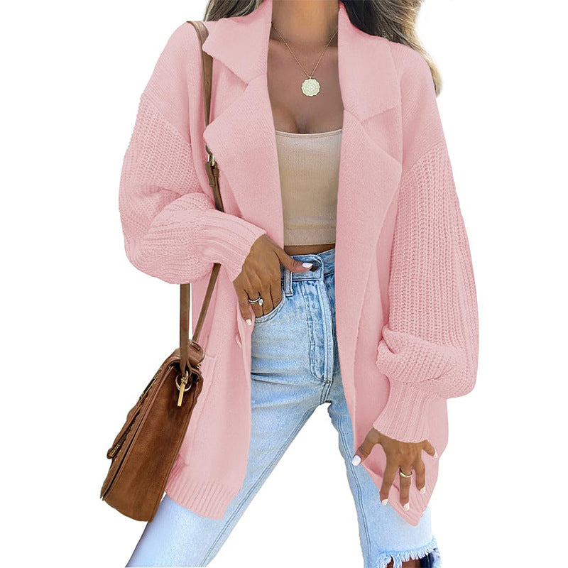 Casual Women Long Sleeves Knitted Coats-Coats & Jackets-Pink-S-Free Shipping Leatheretro