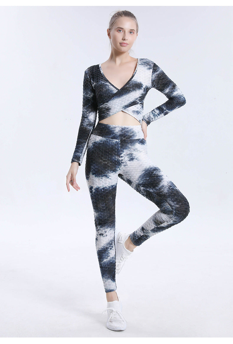 Sexy Dyed Sports Yoga Suits for Women-Activewear-Blue-S-Free Shipping Leatheretro