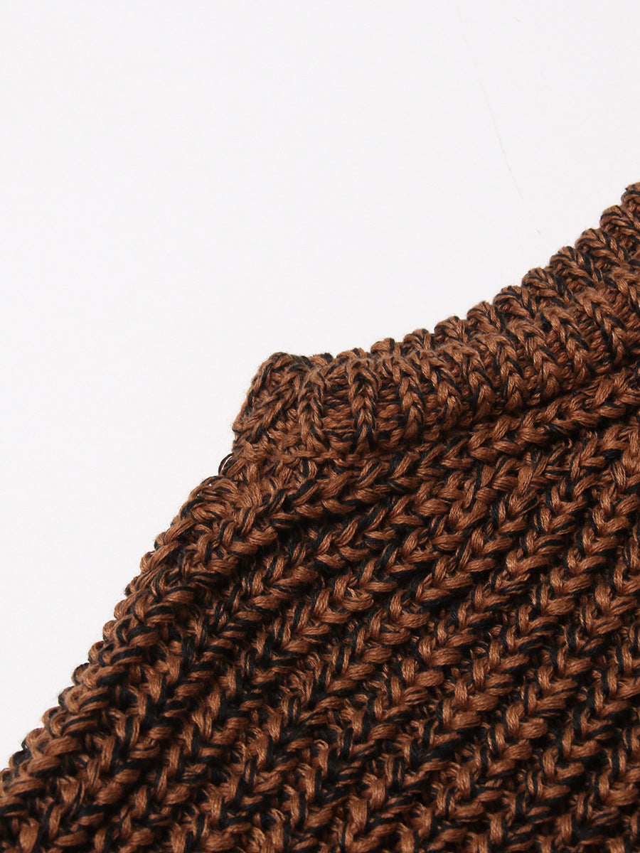 Vintage Brown Knitted Tank Top Vest for Women-Shirts & Tops-Brown-S-Free Shipping Leatheretro