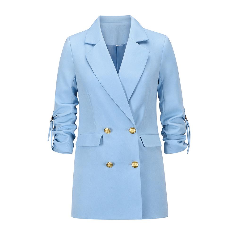 Classy Fashion Button Design Blazers-Blazers-Blue-S-Free Shipping Leatheretro