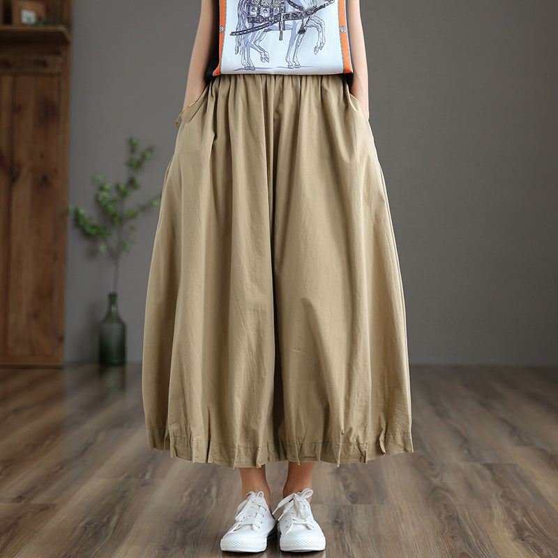 Casual Summer High Waist Women A Line Skirts-Skirts-Khaki-One Size-Free Shipping Leatheretro