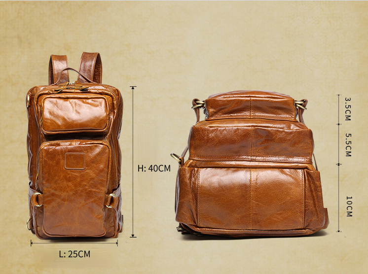 Vintage Multi Functional Leather Backpack J8856-Leather Backpack-Coffee-Free Shipping Leatheretro
