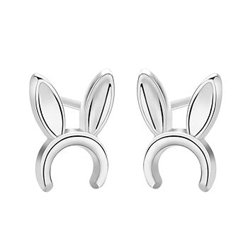 Simple Sterling Silver Studs for Women-Earrings-Rabbit-Free Shipping Leatheretro
