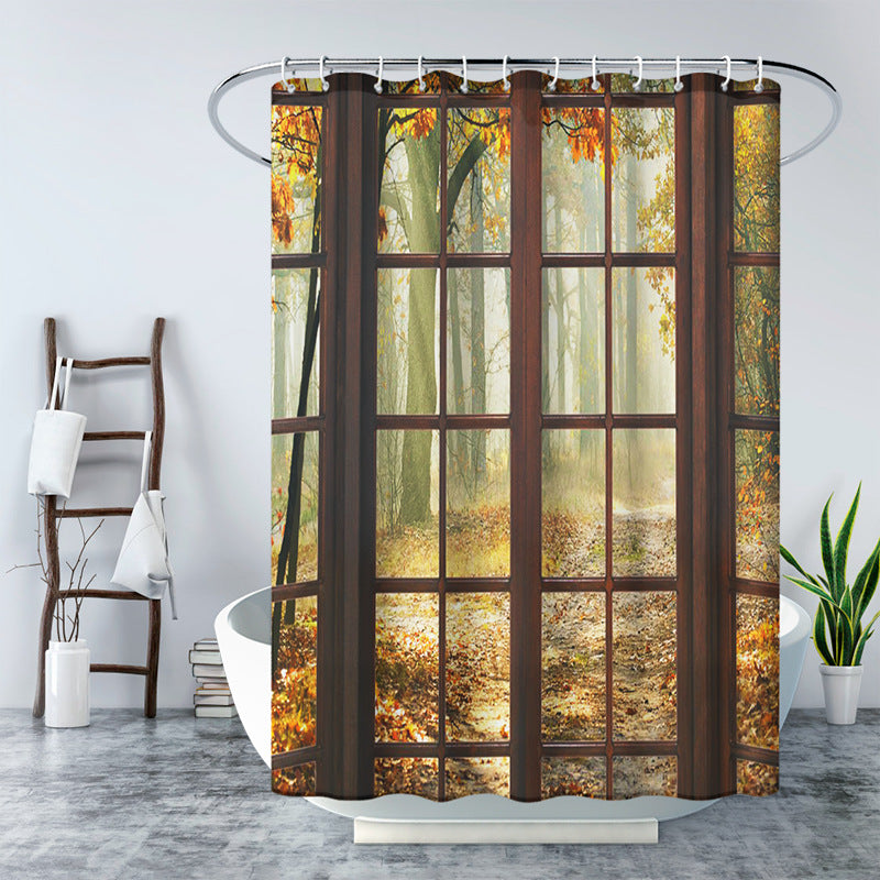 3D Window and Landscaple Water Proof Shower Curtain-Shower Curtains-C-180×180cm Shower Curtain Only-Free Shipping Leatheretro