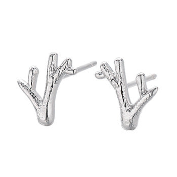 Simple Sterling Silver Studs for Women-Earrings-Branch-Free Shipping Leatheretro