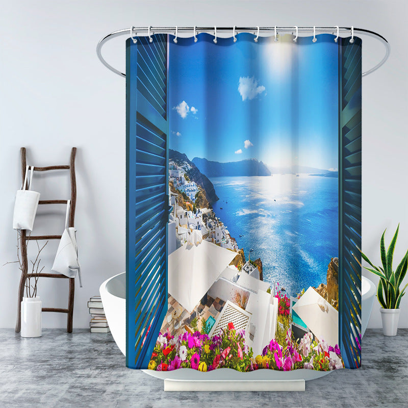 3D Window and Landscaple Water Proof Shower Curtain-Shower Curtains-B-180×180cm Shower Curtain Only-Free Shipping Leatheretro
