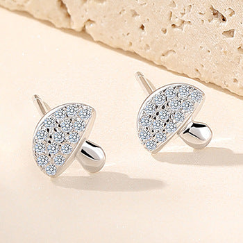 Simple Sterling Silver Studs for Women-Earrings-Mushroom-Free Shipping Leatheretro