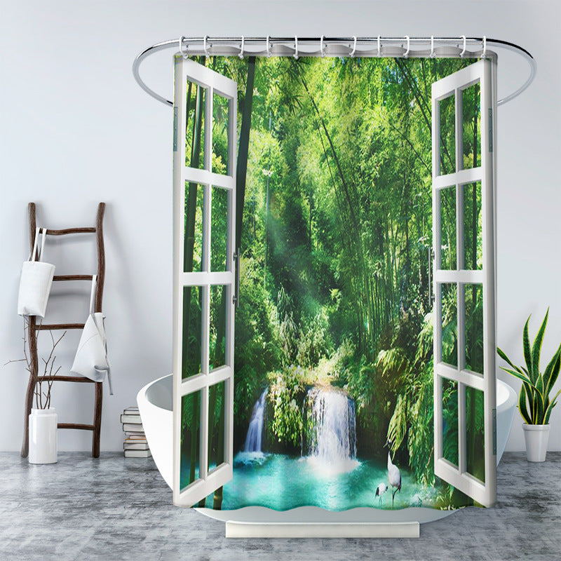 3D Window and Landscaple Water Proof Shower Curtain-Shower Curtains-D-180×180cm Shower Curtain Only-Free Shipping Leatheretro