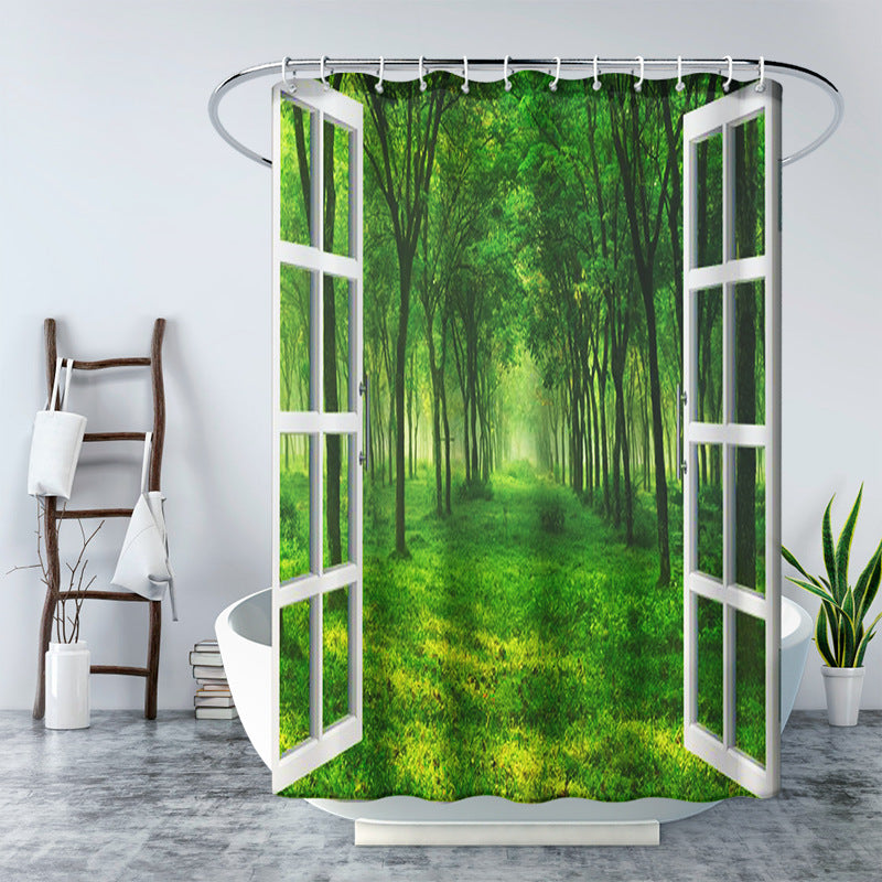 3D Window and Landscaple Water Proof Shower Curtain-Shower Curtains-E-180×180cm Shower Curtain Only-Free Shipping Leatheretro