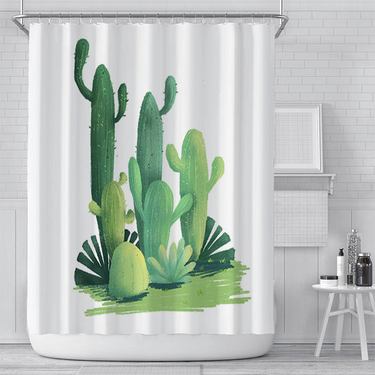 Cactus Shower Curtain For Bathroom-Shower Curtains-180×180cm Shower Curtain Only-Free Shipping Leatheretro