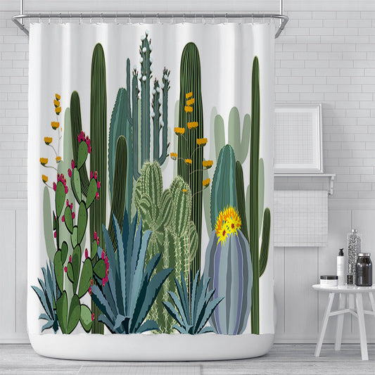 Green Cactus Shower Curtain For Bathroom-Shower Curtains-180×180cm Shower Curtain Only-Free Shipping Leatheretro