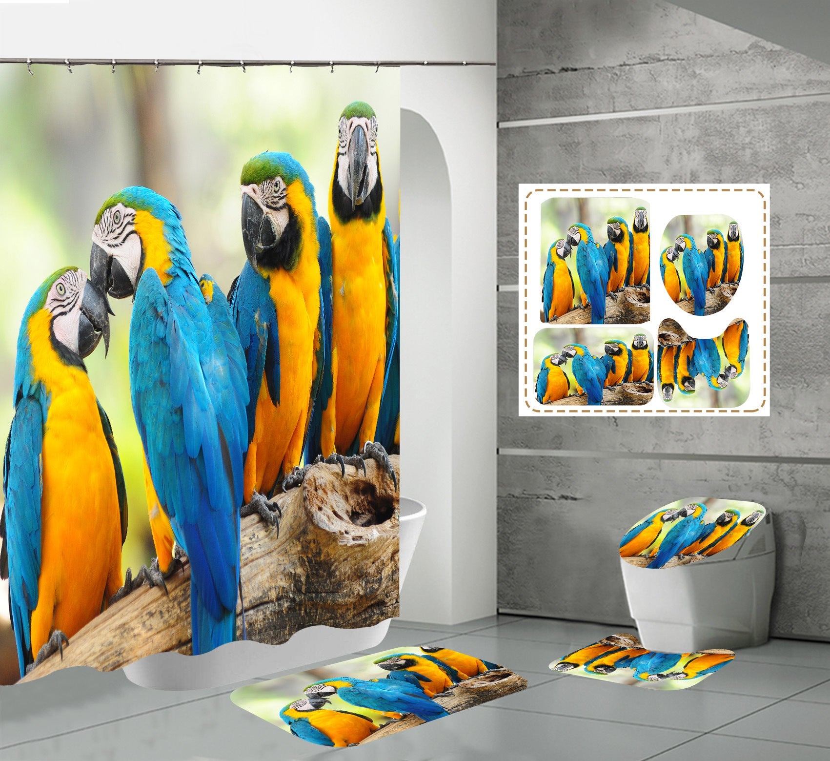 3D Flying Birds Print Fabric Shower Curtain Sets-Shower Curtains-180×180cm Shower Curtain Only-Style3-Free Shipping Leatheretro