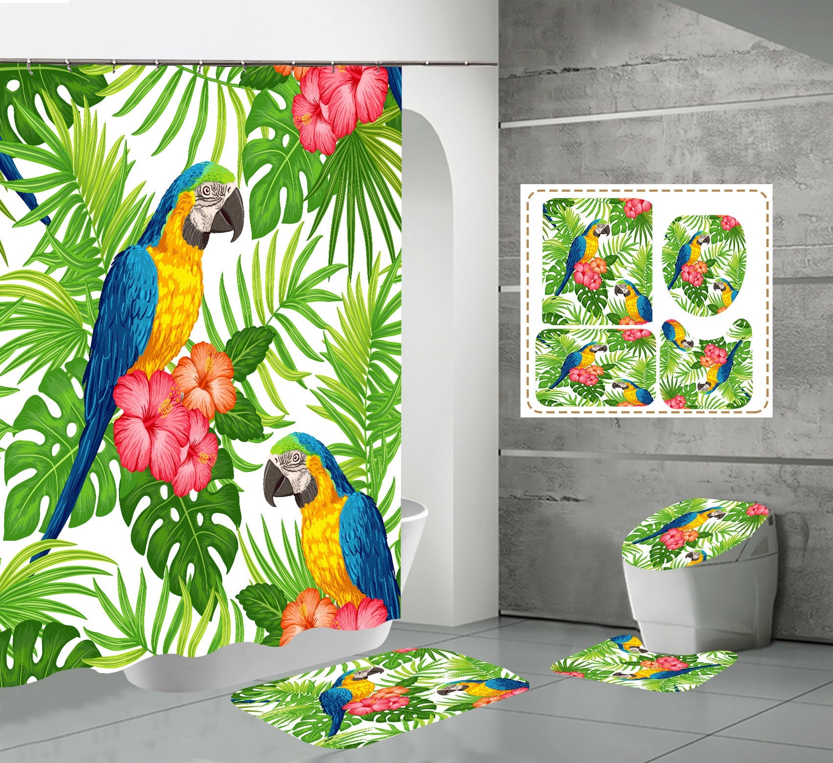 3D Flying Birds Print Fabric Shower Curtain Sets-Shower Curtains-180×180cm Shower Curtain Only-Style4-Free Shipping Leatheretro