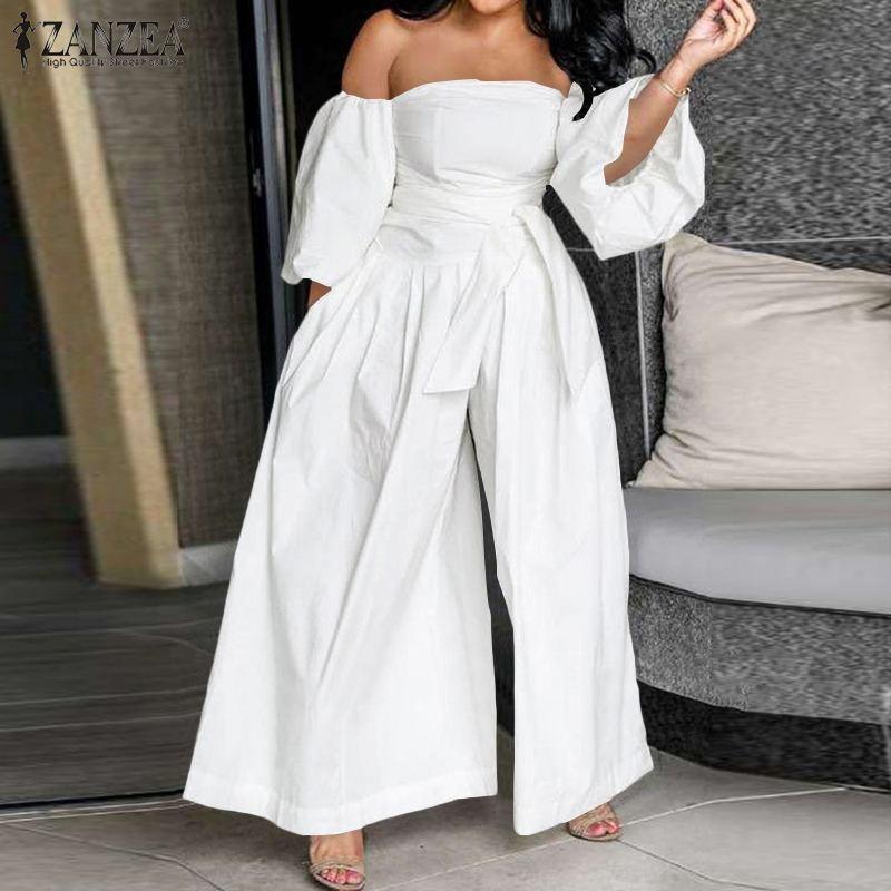 Stylish Summer Overalls Belted Off Shoulder Rompers-Maxi Dresses-S-Black-Free Shipping Leatheretro