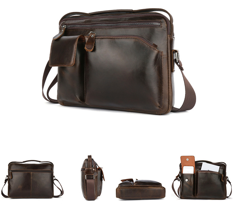 New Fashion Small Casual Leather Briefcase X1005-Leather Briefcase-Coffee-Free Shipping Leatheretro