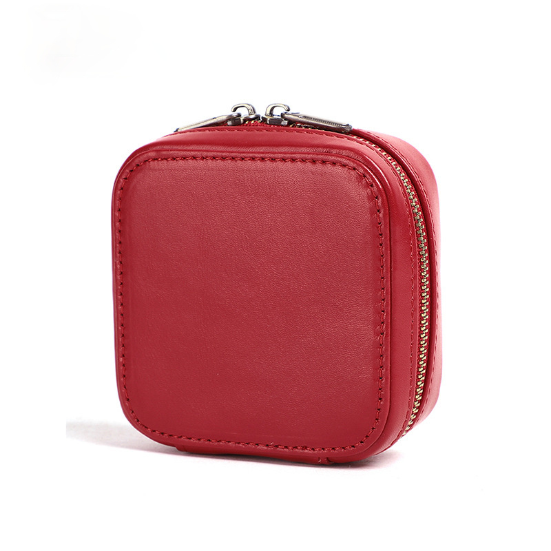 Easy Take Leather Mini Leater Organizer Bag JK092-Leatehr Purses-Square Red-Free Shipping Leatheretro