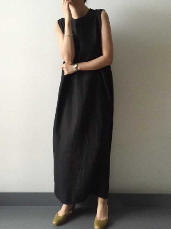 Simple Loose Sleeveless Long Dress-Cozy Dresses-COFFEE-FREE SIZE-Free Shipping Leatheretro