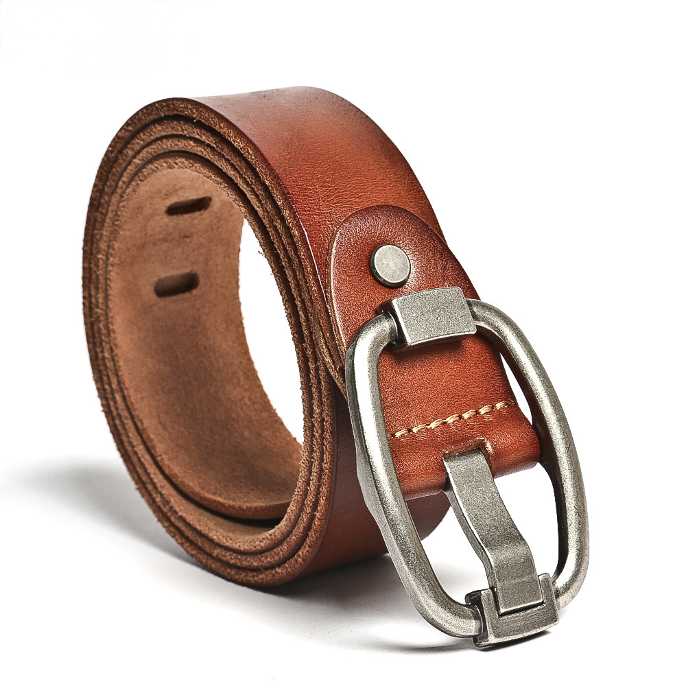 Men's Handmade Leather Casual Belt 15014-Leather Belt-Light Brown-Free Shipping Leatheretro