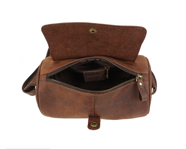 Vintage Men's Leather Crossbody Bucket Bags M001-Leather Women Bags-Dark Brown-Free Shipping Leatheretro