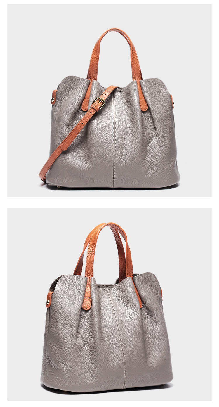 Cowhide Leather Tote Handbags for Women W918-Handbags-Black-Free Shipping Leatheretro
