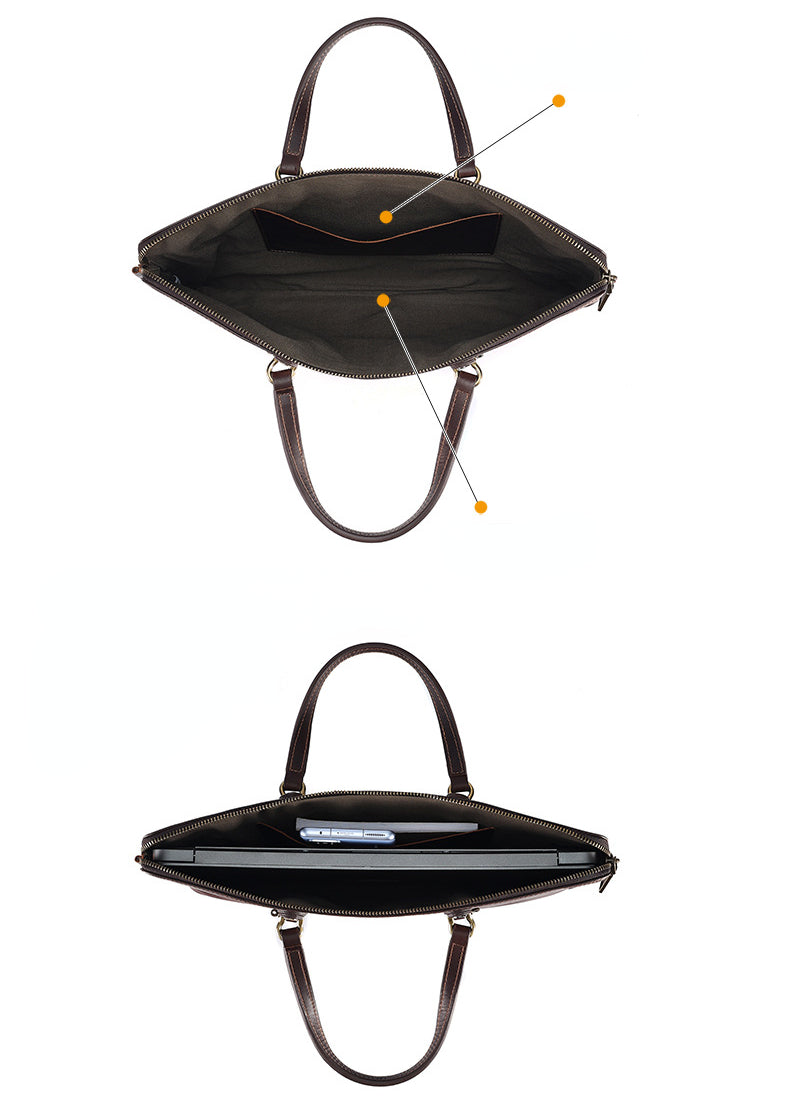 Vintage Leather Laptop Bag for Men 2120-Leateher Briefcase-Coffee-Free Shipping Leatheretro