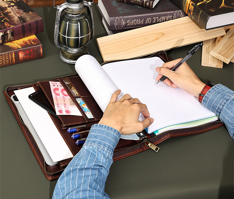 Vintage 12.9" Leather Padfolio Protective Case 2114-Leather padfolio-Coffee-Free Shipping Leatheretro