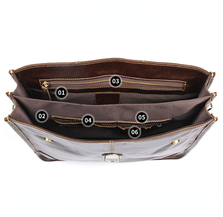 Cowhide Classical Men's Leather Briefcase 7091-Leather Briefcase-Coffee-Free Shipping Leatheretro