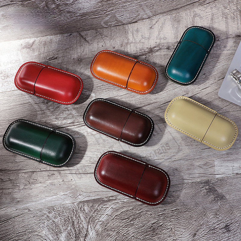 Vintage Handmade Leather Glass Cases J103-Leather Cases-Red Brwon-Free Shipping Leatheretro