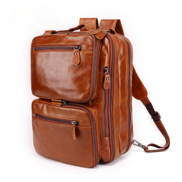 Vintage Men Multi Functional Backpack & business Briefcase J6332-Leather Backpack-Coffee-Free Shipping Leatheretro