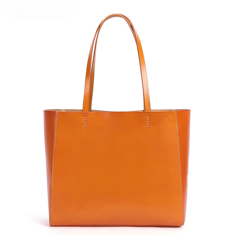 Women Leather Big Capacity Tote Handbag W8753-Leather Women Bags-Brwon-Free Shipping Leatheretro