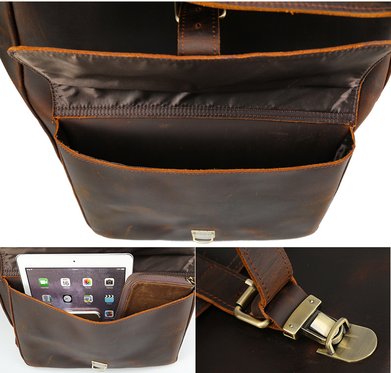 Vintage Large Storage 17" Traveling Backpack C3771-Leatehr Backpack-Dark Brown-Free Shipping Leatheretro