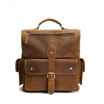 Vintage Men's Leather Computer Backpack P8057-Leather Backpack-Brown-Free Shipping Leatheretro