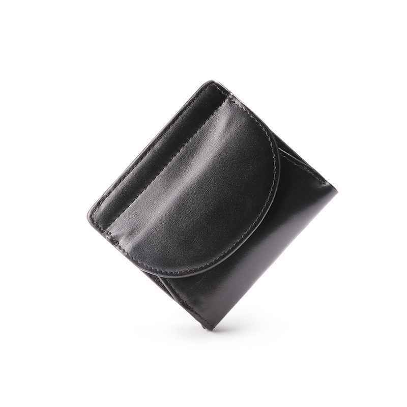 Women Vintage RFID Fodable Small Leather Purses K061-Leather Wallets-Black-Free Shipping Leatheretro