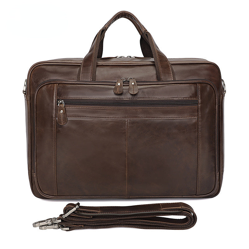 Vintage Leahter Briefcase 17" Leather Laptop 7320-Briefcases-Coffee-Free Shipping Leatheretro