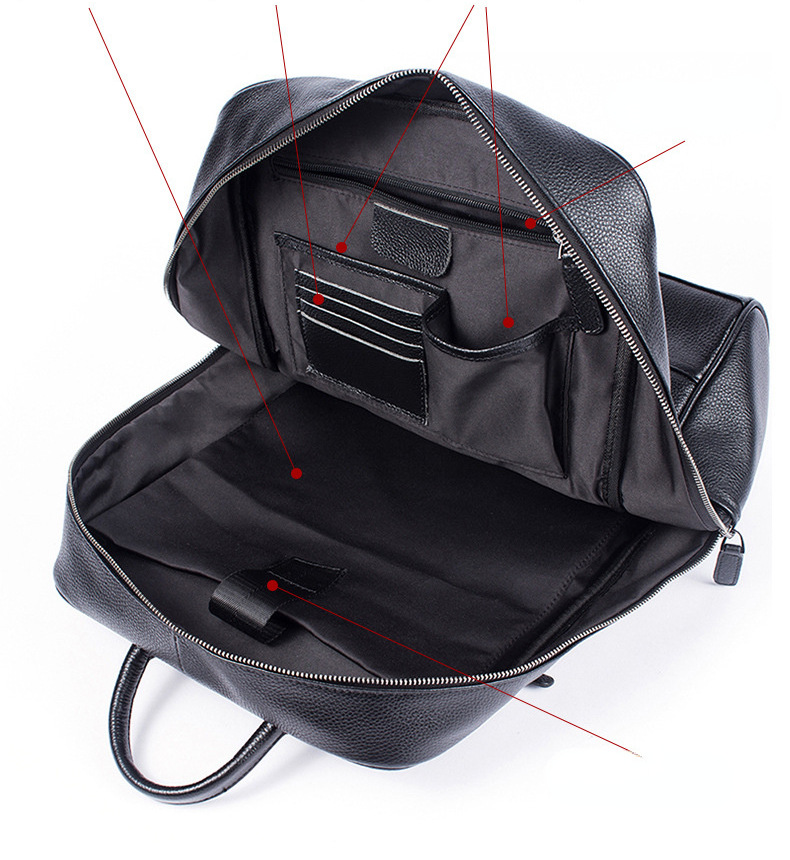 Genuine Cowhide Leather Business Backpack for Men 8110-Leather Backpack-Black-Free Shipping Leatheretro