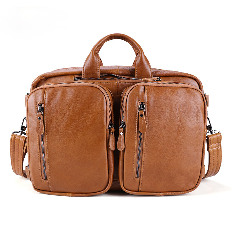 Vintage Men Multi Functional Backpack&business Briefcase J6332-Leather Backpack-Light Brown-Free Shipping Leatheretro