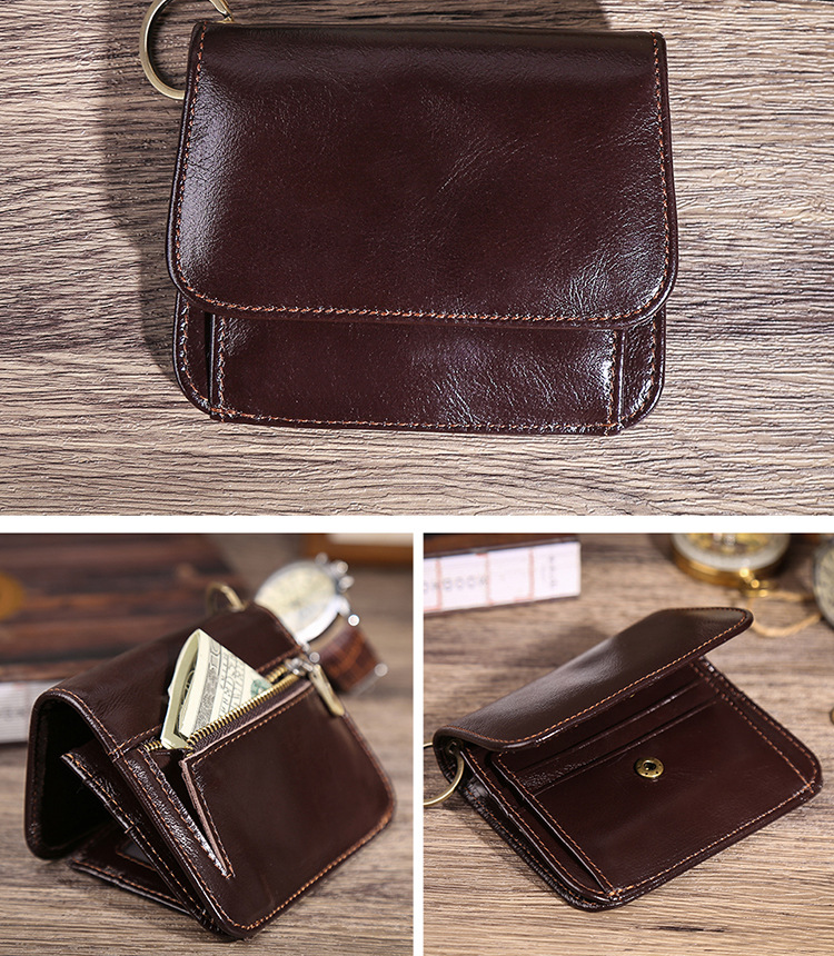 Women Foldable Zippered Leather Wallet JK136-Leather Wallet-Black-Free Shipping Leatheretro