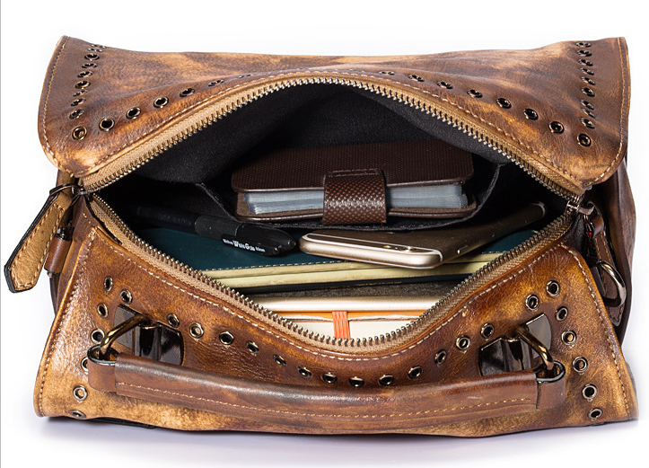 Vintage Large Storage Handmade Leather Handbags 2011-Leather Handbags for Women-Red-Free Shipping Leatheretro