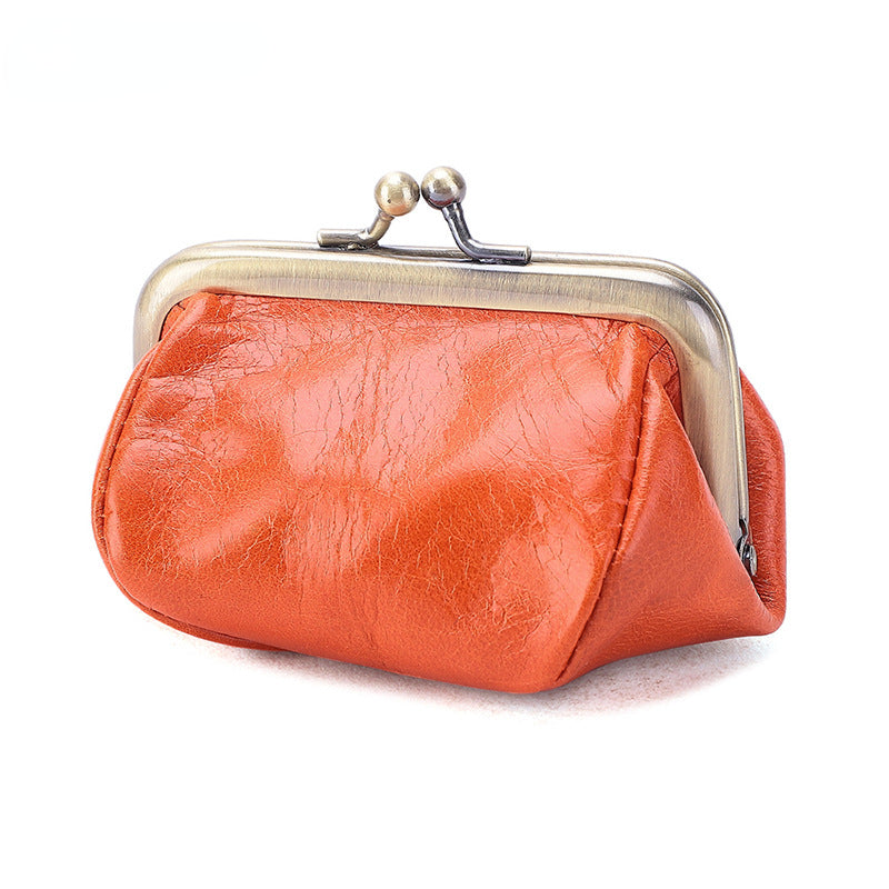 Vintage Cute Leather Change Storage Bags K095-Wallets & Money Clips-Orange-Free Shipping Leatheretro