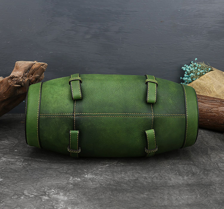 Vintage women Cowhide Leather Bucket Bag 3227-Leather Handbags for Women-Wine Red-Free Shipping Leatheretro