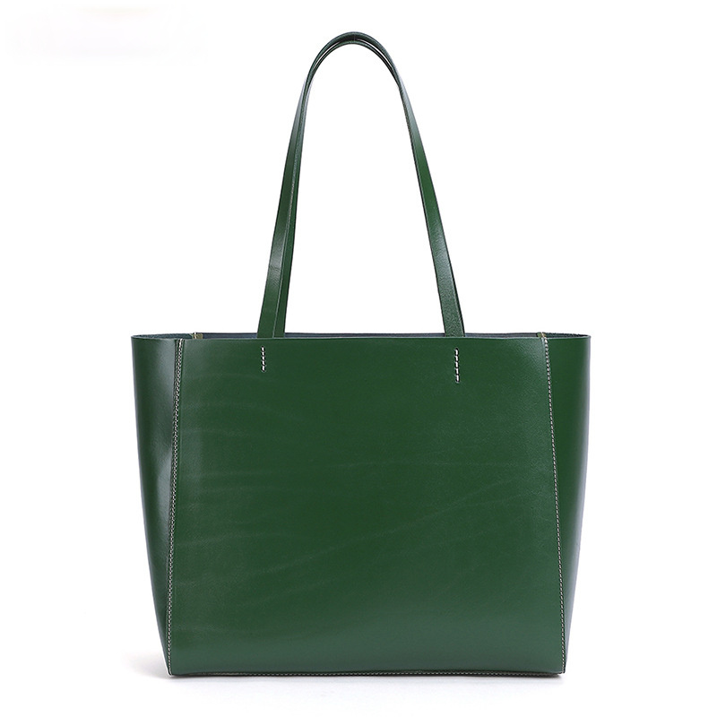 Women Leather Big Capacity Tote Handbag W8753-Leather Women Bags-Green-Free Shipping Leatheretro