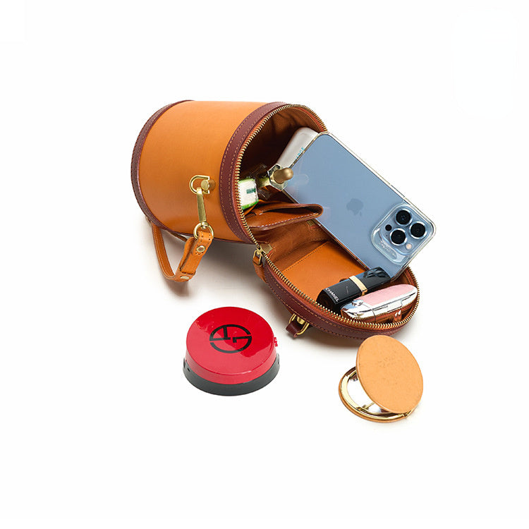 Vintage Vege Tanned Leather Bucket Bags for Women-Handbag & Wallet Accessories-Brown-Free Shipping Leatheretro