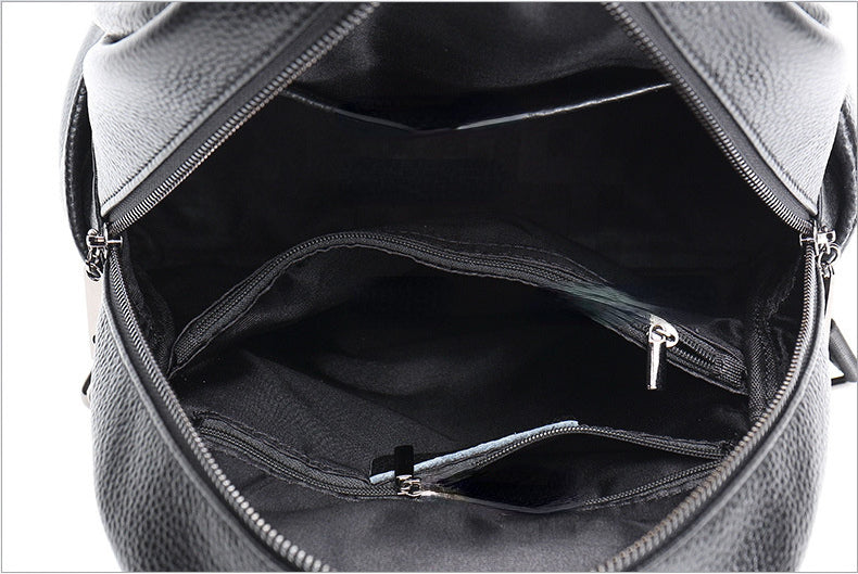 Balck Casual Leather Traveling Backpack for Women-Backpacks-Black-Free Shipping Leatheretro