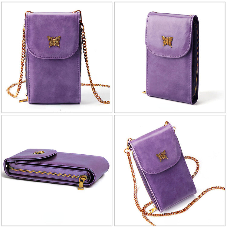 Vintage Chain Crossbody Leather Mini Cellphone Bags 8726-Handbag & Wallet Accessories-Red-Free Shipping Leatheretro