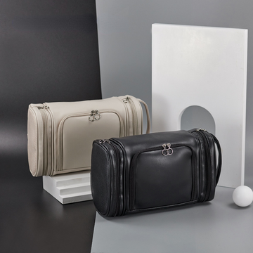 Functional Dry wet separation PU Toiletry Bag-Toiletry Bag-Black-Free Shipping Leatheretro